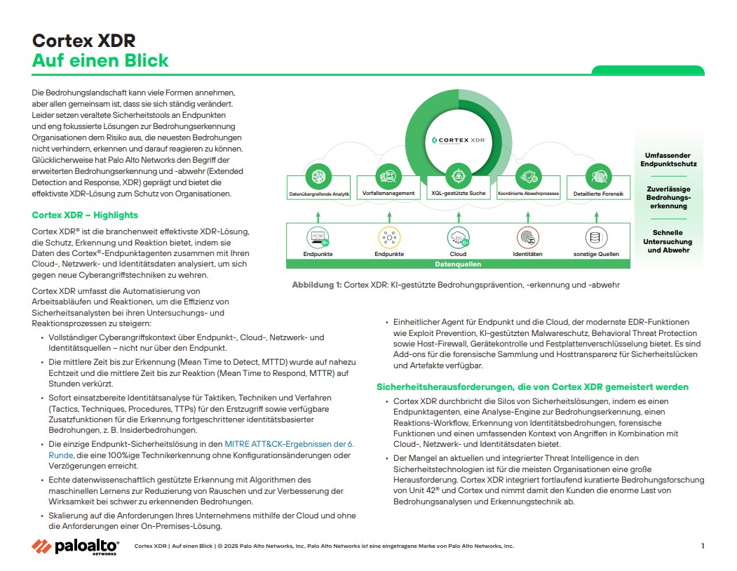 Cortex XDR auf einen Blick