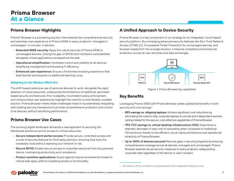 Prisma Browser auf einen Blick
