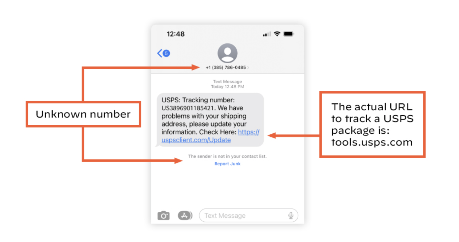 Screenshot eines Smishing-Versuchs