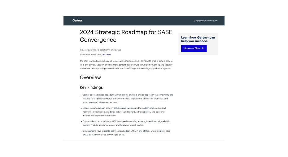 Gartner-Bericht „2024 Strategic Roadmap for SASE Convergence“
