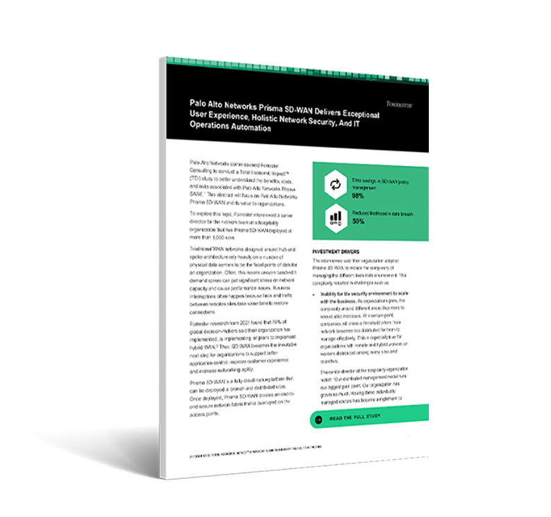 Total Economic Impact™ Spotlight“-Bericht zu Palo Alto Networks Prisma SD-WAN